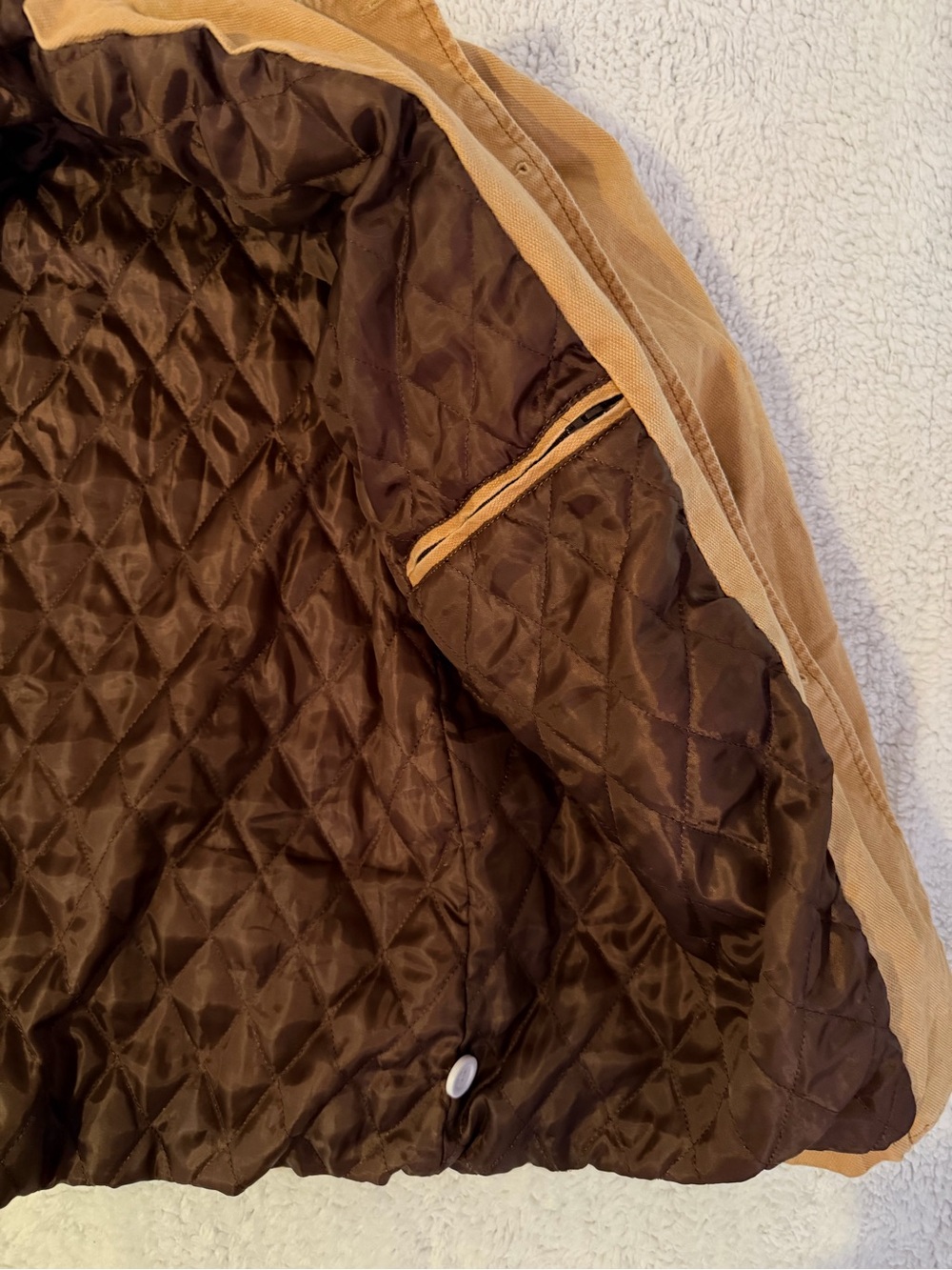 Men's Tan Workwear Jacket with Quilted Lining - Picture 3 of 7